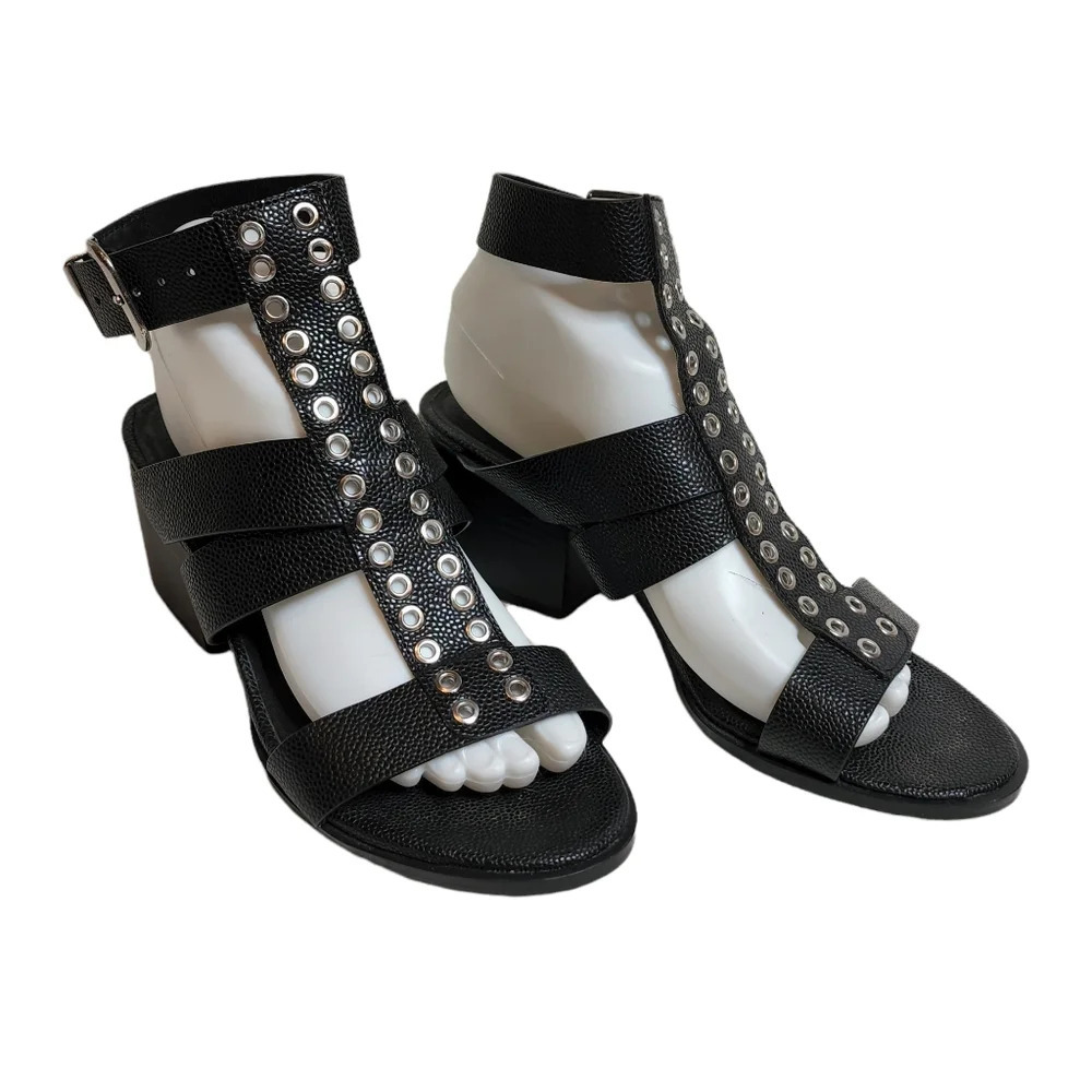 Sol Sana Black Heeled Gromet Sandals Size EU 39